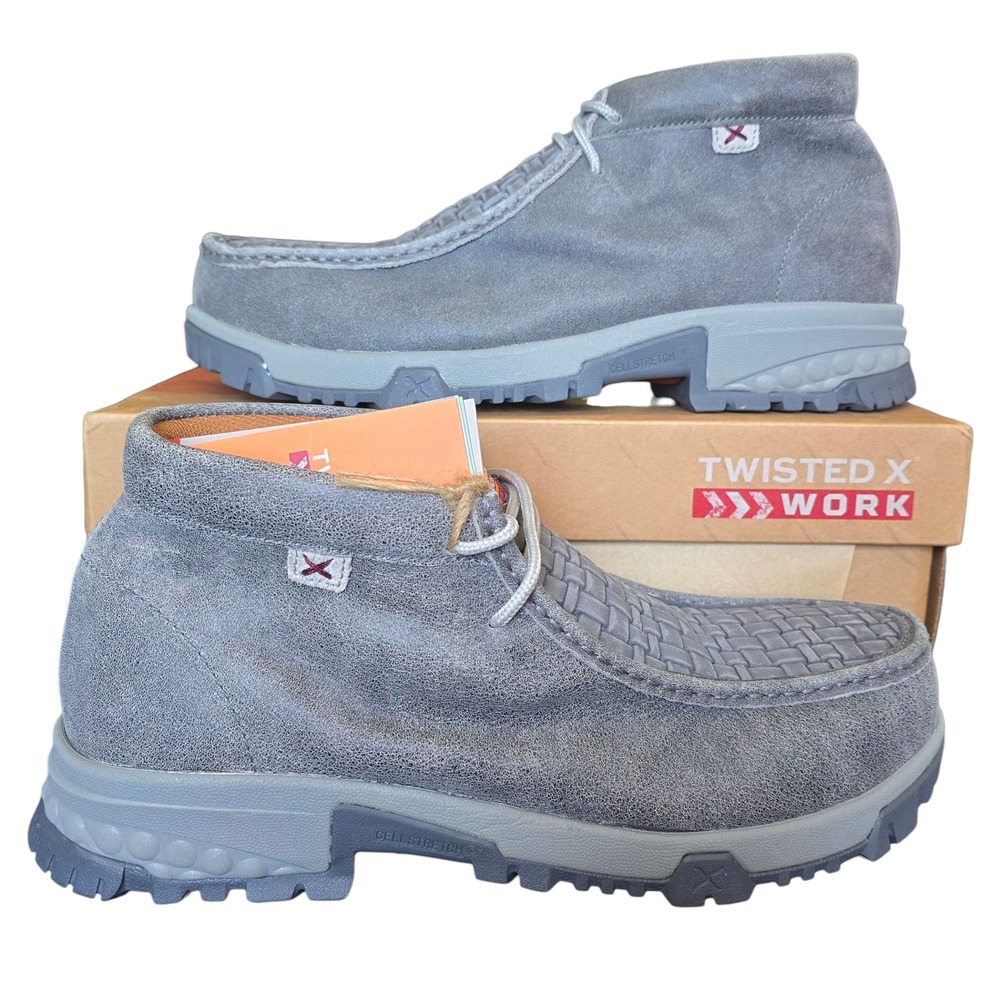 Twisted X Work Grey Suede Leather Woven Moc Toe‎ Work Driving Loafers